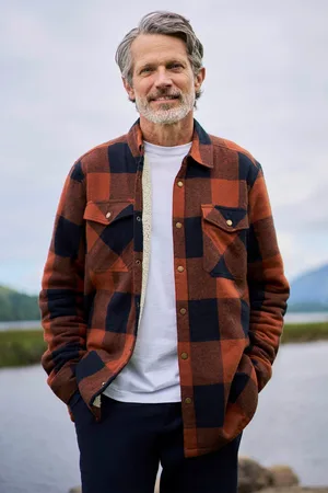 Mountain Warehouse Mens Pinn Flannel Borg Lined Shirt (Burnt ) - Size 2XS