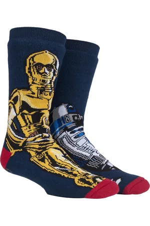 Heat Holders Mens Film & TV Themed Thermal Slipper Socks - R2D2 / C3P0 - Nylon - Size UK 6-11