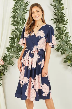 Mela Womens Blossom Print Wrap Skater Dress - Size 8 UK