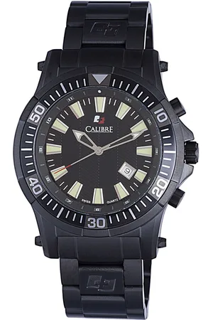 Calibre Mens Hawk Date Swiss Made Movement Watch Stainless Steel Strap Dial - One Size