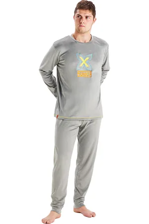 Munich Mens long-sleeved round-neck velvet pajamas MU3 - - Size 2XL