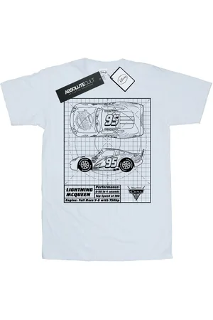 Disney Womens/Ladies Cars Lightning McQueen Blueprint Cotton Boyfriend T-Shirt - Size 3XL