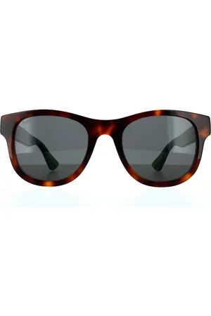 Gucci Rectangle Mens Havana Green Grey Sunglasses - - One Size