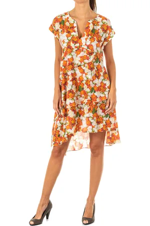 La Martina Womens V-neck wide short sleeve dress LWD008 - viscose - Size Small