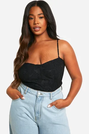 Boohoo Womens Plus Textured Floral Cup Detail Corset Top - - Size 24 UK
