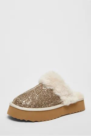 Quiz Womens Glitter Slippers - Size UK 8