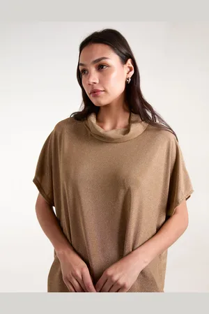 Blue Vanilla Womens Roll Neck Oversize Lurex Top - - One Size