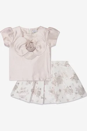 Mama Luma Girls Jacquard Blouse And Skirt Set in - Size 11-12Y