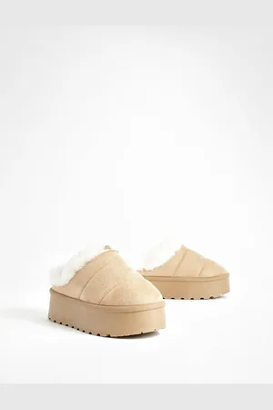 Boohoo Womens Platform Fur Lined Cosy Mules - - Size UK 4