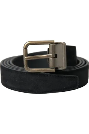 Dolce & Gabbana Mens Suede Leather Gold Metal Buckle Belt Calf Leather - Size 110 cm