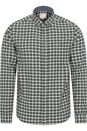 Mountain Warehouse Mens Driftwood Checked Organic Shirt ( Green) - Size 2XS