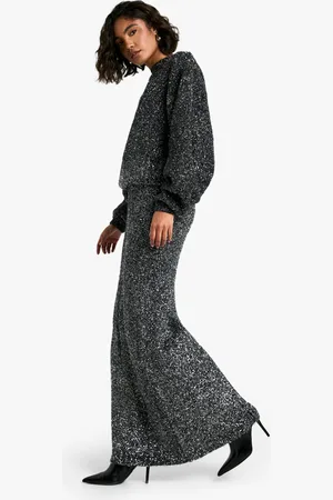 Boohoo Womens Tall Tinsel Knit Jumper And Maxi Skirt Co Ord - - Size Medium