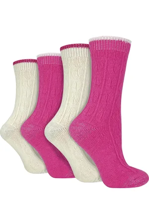 Wild Feet Womens 4 Pack Ladies Cable Knit Socks