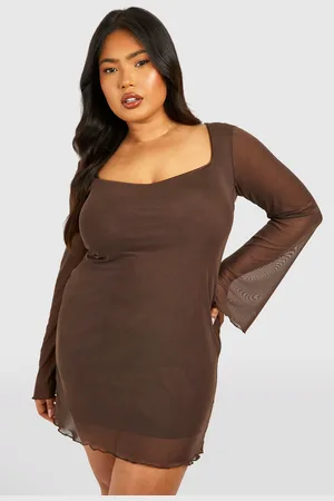 Boohoo Womens Plus Mesh Flare Sleeve Mini Dress - - Size 18 UK