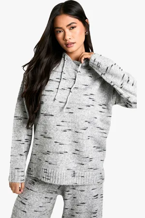 Boohoo Womens Soft Knit Marl Oversized Knitted Hoody - - Size Medium