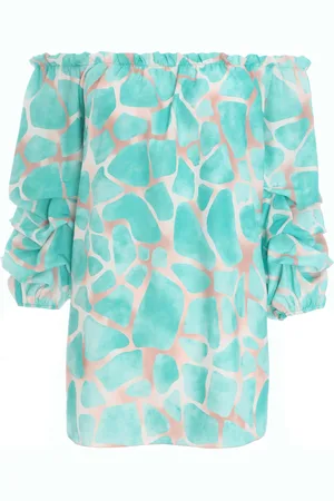 Quiz Womens Mint Abstract Print Bardot Top - - Size Medium