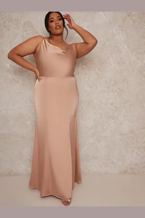 Chi Chi London Womens Plus Size Cowl Neck Satin Slip Maxi Dress in - Size 22 UK
