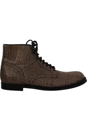 Dolce & Gabbana Mens Gray Crocodile Leather Derby Boots - - Size EU 42