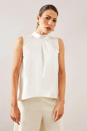wallis Womens Satin Sleeveless Tie Neck Top - - Size 14 UK