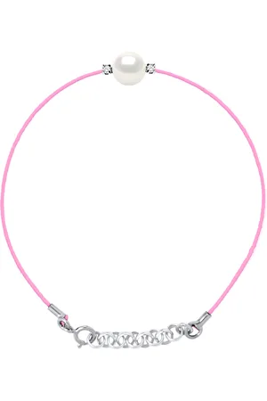Diadema Womens - Bracelet - Pink Nylon - Freshwater Pearl - Diamonds - - One Size
