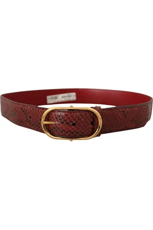 Dolce & Gabbana WoMens Exotic Leather Gold Oval Buckle Belt - Size 80 cm