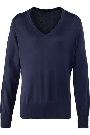 Premier Womens/Ladies Knitted Cotton Acrylic V Neck Sweatshirt - Size 16 UK