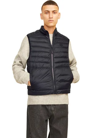 JACK & JONES Mens Sleeveless Gilet – Zipper Closure and High Neck - - Size Large