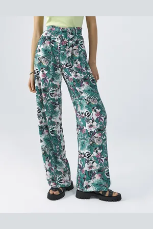 IKKS Womens Wide Printed High Waisted Trousers - - Size 10 UK