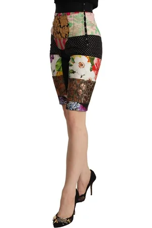 Dolce & Gabbana WoMens Multicolor Patchwork High Waist Cropped Pants - Cotton - Size EU 38 (Womens)