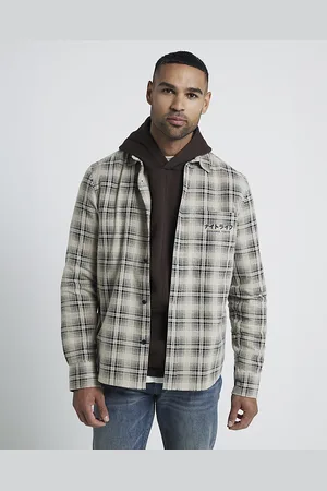 River Island Mens Shirt Regular Fit Japanese Check - Size Small