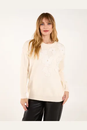 Blue Vanilla Womens Flower Diamante Jumper - - One Size
