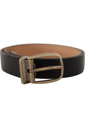 Dolce & Gabbana Mens Brown Backend Leather Vintage Metal Buckle Belt - Size 85 cm