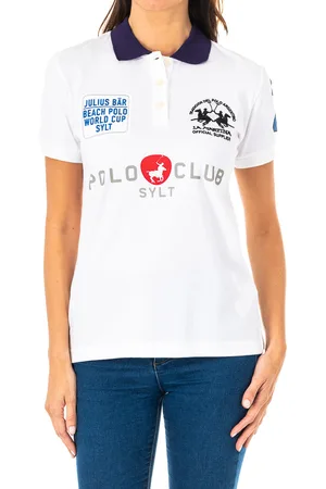 La Martina Womens short-sleeved polo shirt with contrast lapel collar 2WPG76 - Cotton - Size X-Large