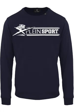 Philipp Plein Mens Large Underlined Brand Logo Navy Sweatshirt Cotton - Size Small