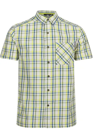 Regatta Mens Mindano VIII Checked Short-Sleeved Shirt (Piquant /Moroccan Blue/Citron Lime/Marshmallow) - Size Large