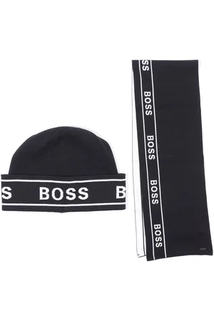 HUGO BOSS Mens Logo Beanie & Scarf Gift Box Set - Cotton - One Size