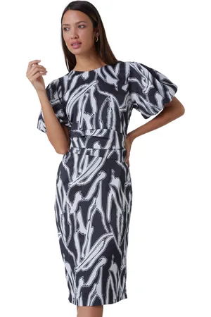 Roman Womens Abstract Print Ruched Stretch Dress - - Size 20 UK