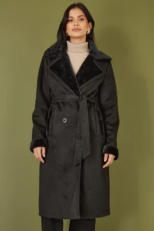 Yumi Womens Trench Coat With Faux Fur Lining - Size 8 UK