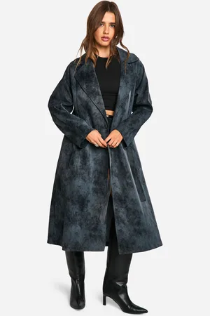 Boohoo Womens Vintage Look Faux Leather Trench Coat - - Size 12 UK