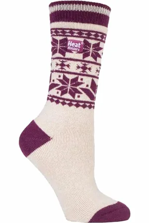 Heat Holders Womens Lite - Ladies Thin Winter Thermal Socks in Fashion Styles - Whitebirk - Nylon - Size UK 4-8