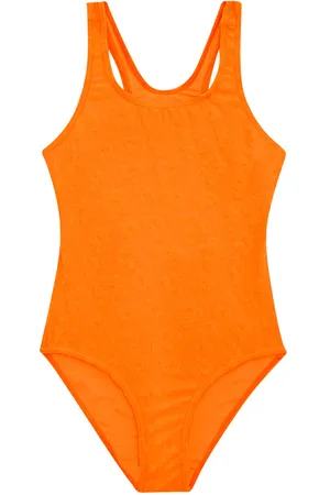 Regatta Girls Katrisse Floral Textured One Piece Swimsuit (Satsuma) - - Size 9-10Y