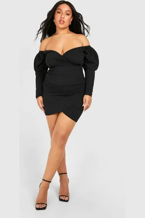 Boohoo Womens Plus Bardot Wrap Bodycon Dress - - Size 26 UK