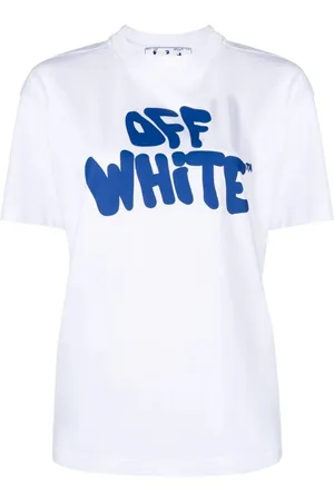 OFF-WHITE Womens 70s Type Logo Casual Tee T-Shirt Cotton - Size 2XS