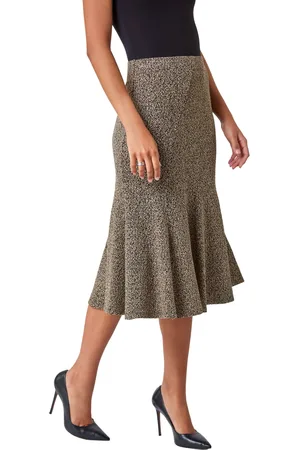 Roman Womens Flared Textured Midi Stretch Skirt - - Size 20 UK