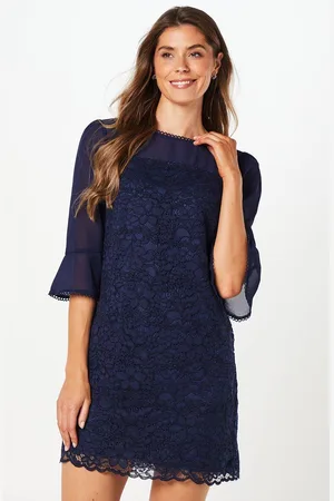 wallis Womens Occasion Lace Ruffle Sleeve Shift Dress - - Size 18 UK