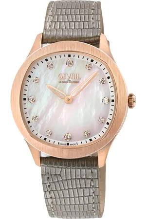 Gevril WoMens Morcote Swiss Quartz Diamond Watch MOP, Genuine Italian Leather - One Size
