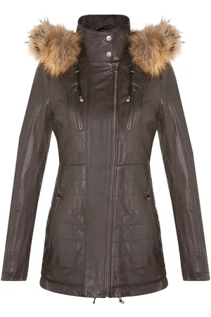 Infinity Womens Slim Fit Hooded Parka Jacket-Northam - Lamb Leather - Size 10 UK