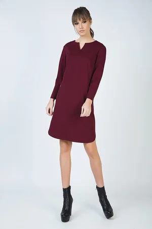 Conquista Womens Long Sleeve Sack Dress in Punto di Roma Fabric - - Size EU 38 (Womens)