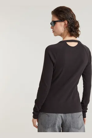 G-Star Womens G-Star RAW Slim Rib Keyhole Top - Cotton - Size Small