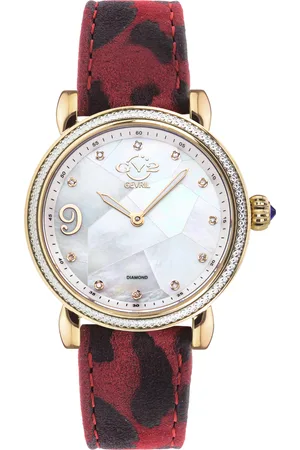 Gevril GV2 Ravenna WoMens Mother of Pearl Dial Gold Tone Case Calfskin Leather Watch - - One Size